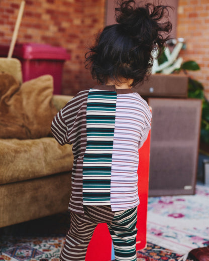 【予約商品】Patchwork Stripe Long Sleeve T-shirt